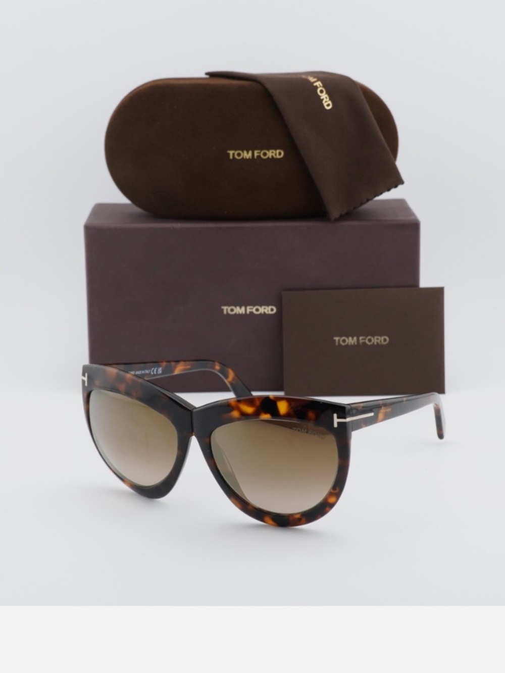 Tom Ford Women’s Blonde Havana/Brown Mirror  Cat-Eye Sunglasses